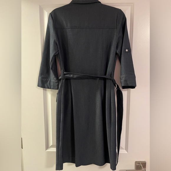 Navy Blue Collar Dress with Tie - Picture 2 of 3